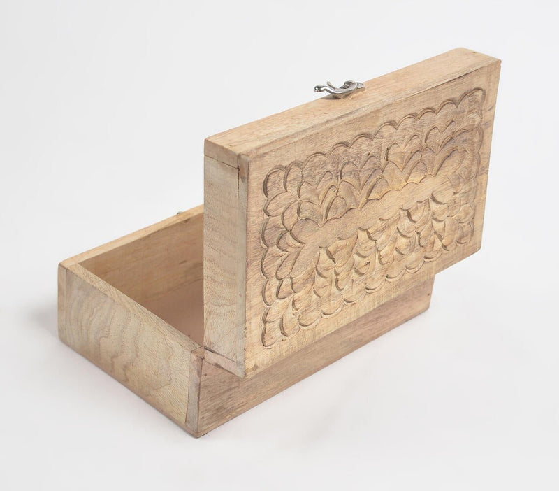 Hand Carved Classic Wooden Keepsake Box Q - Homefaire